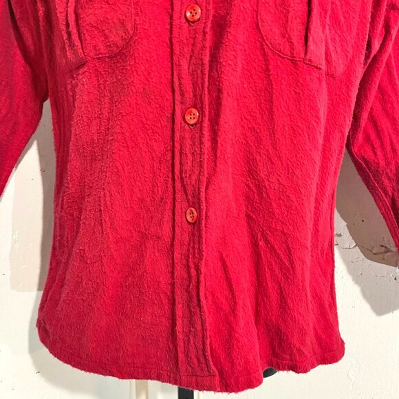 Vintage L.L. Bean Red Button Up Blouse Size Medium - Picture 6 of 10